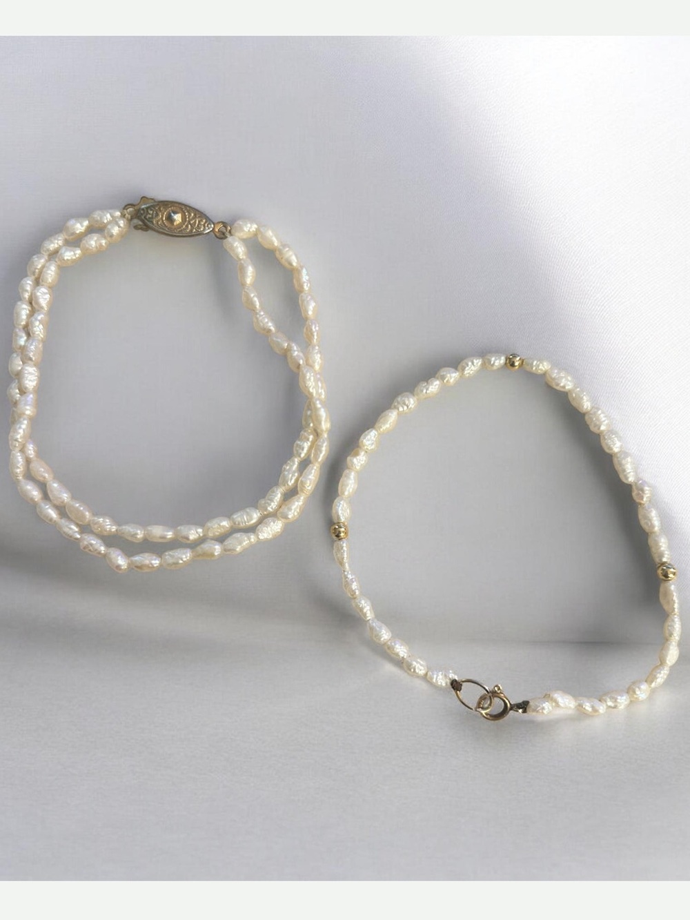 Vintage 14k Freshwater Rice Pearl Bracelets
